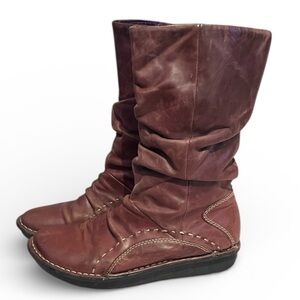 Groundhog Slouch Leather Mid-calf Boots Brown Size 7